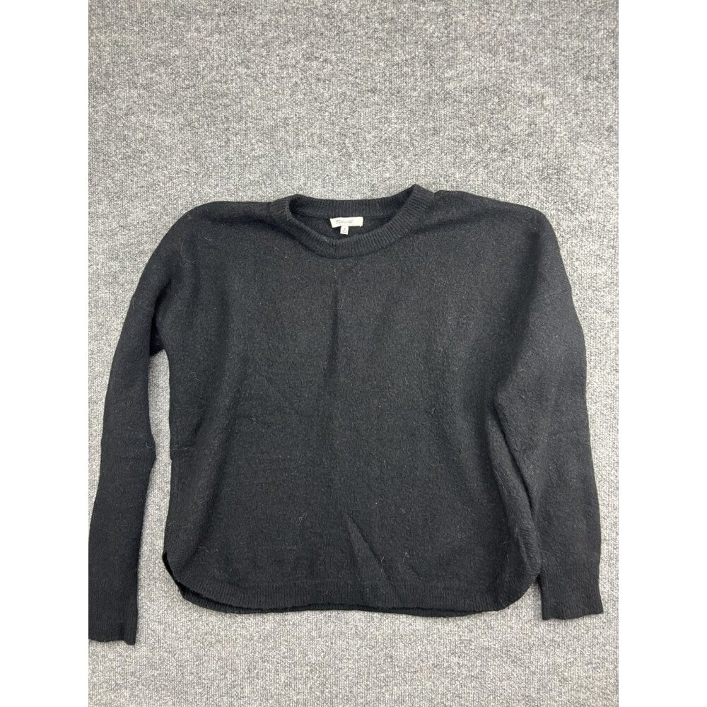 Madewell Sweater Womens Medium Black Crew Neck Alpaca Wool Knit Pullover